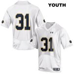 Notre Dame Fighting Irish Youth Cole Capen #31 White Under Armour No Name Authentic Stitched College NCAA Football Jersey YNH5199EH